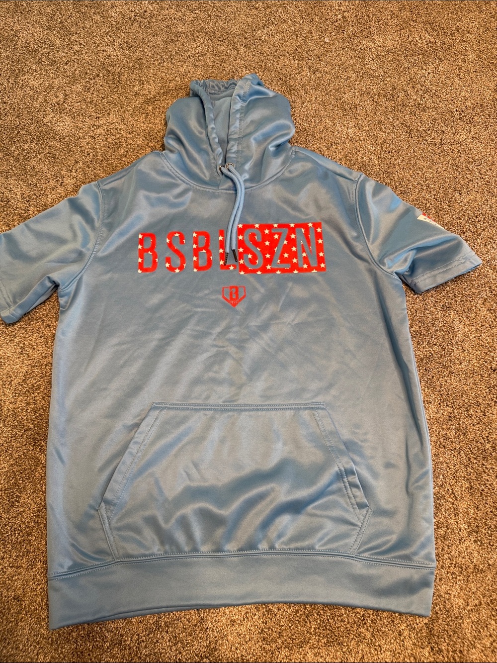 Like New! BSBL SZN Light Blue Short-Sleeve Hoodie for Kids / size small